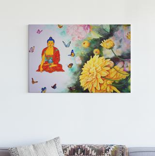 Peaceful Meditation with Butterflies and Flowers: Museum-Quality Print