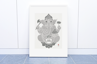 Vakratunda Ganesh Mantra (Hindi Script). Museum-Quality Print